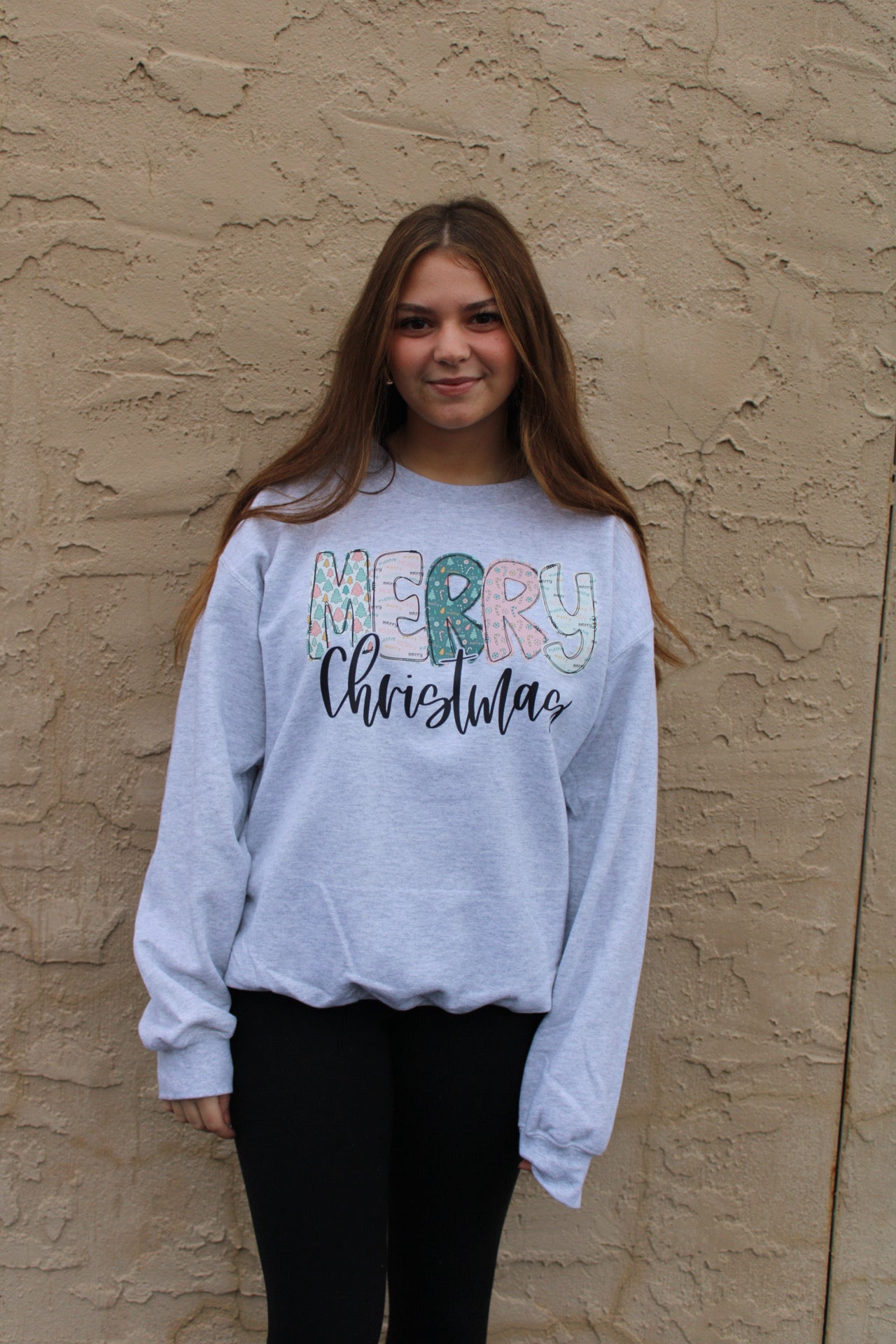 Patterned Merry Christmas Sweatshirt