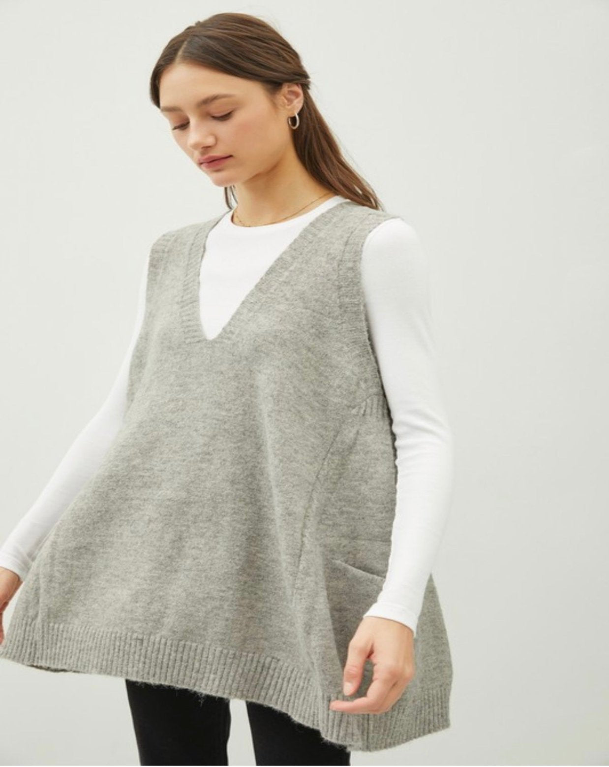 So Long Sweater Vest- Heather Grey