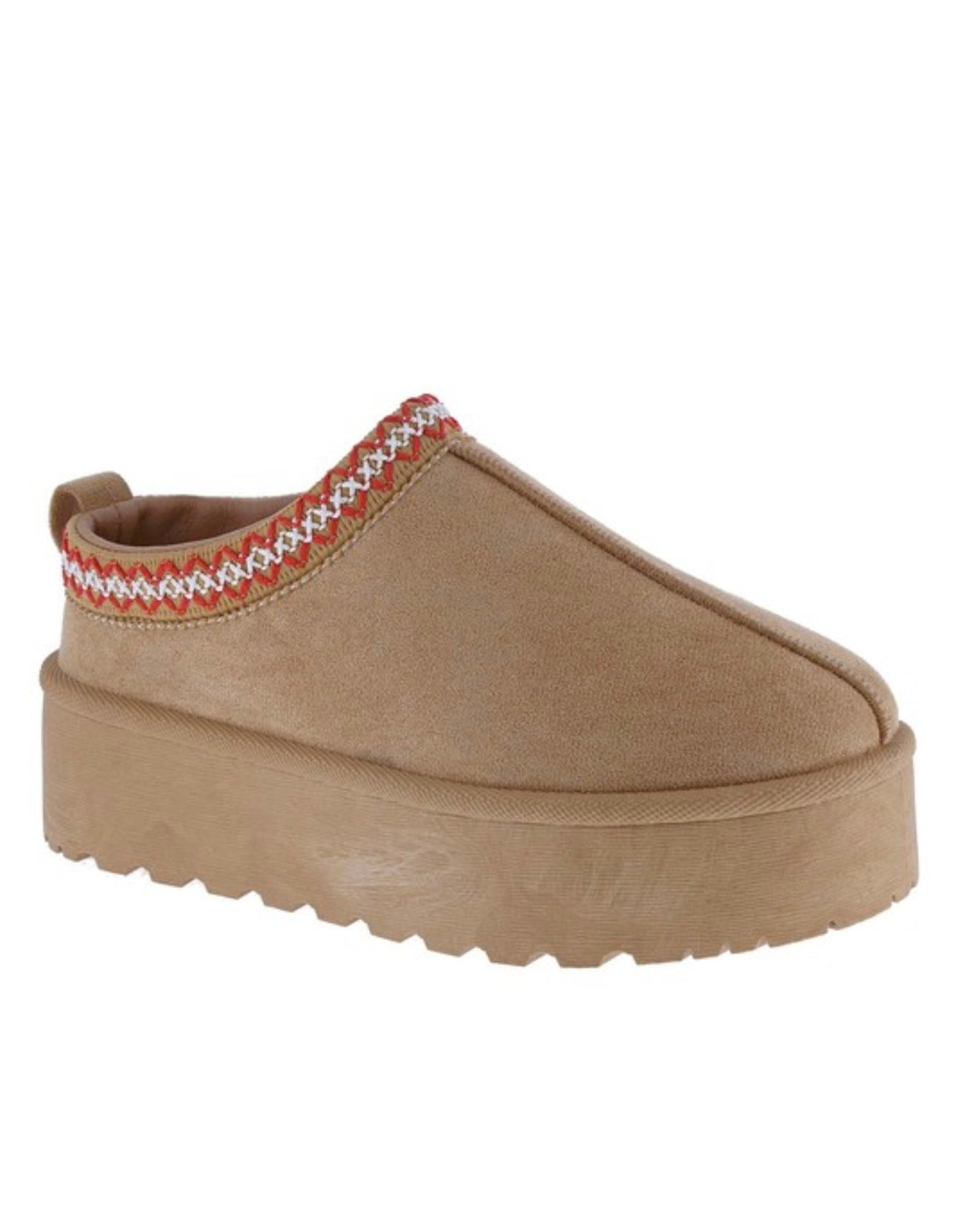 Parker Platform Slip on Slippers- Tan