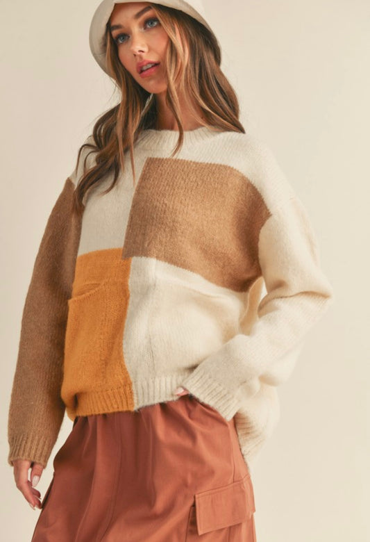 Cherish The Moment Colorblock Sweater