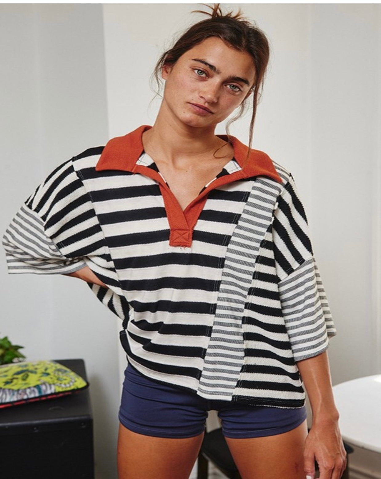 Get It Right Striped Patchwork Top