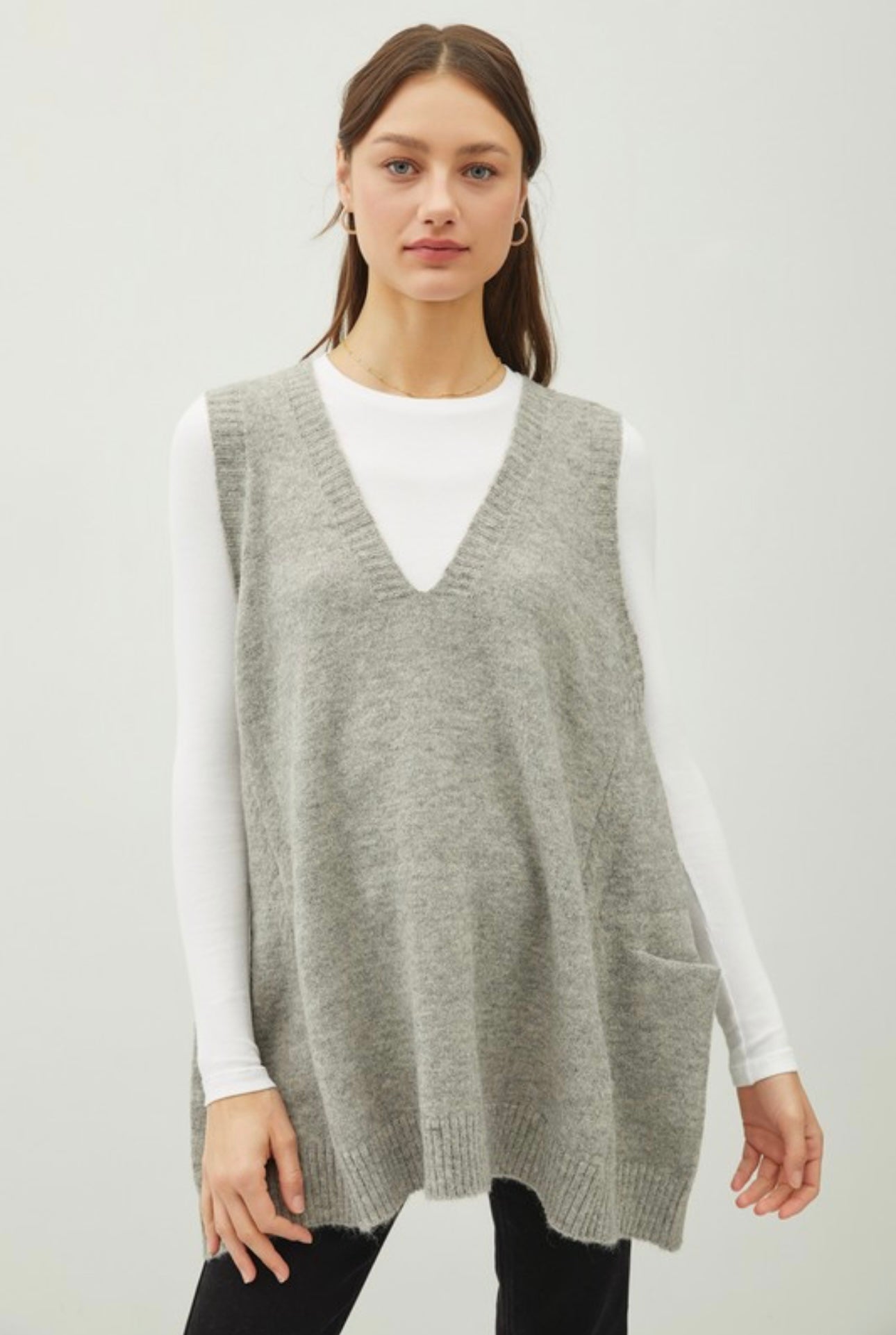 So Long Sweater Vest- Heather Grey