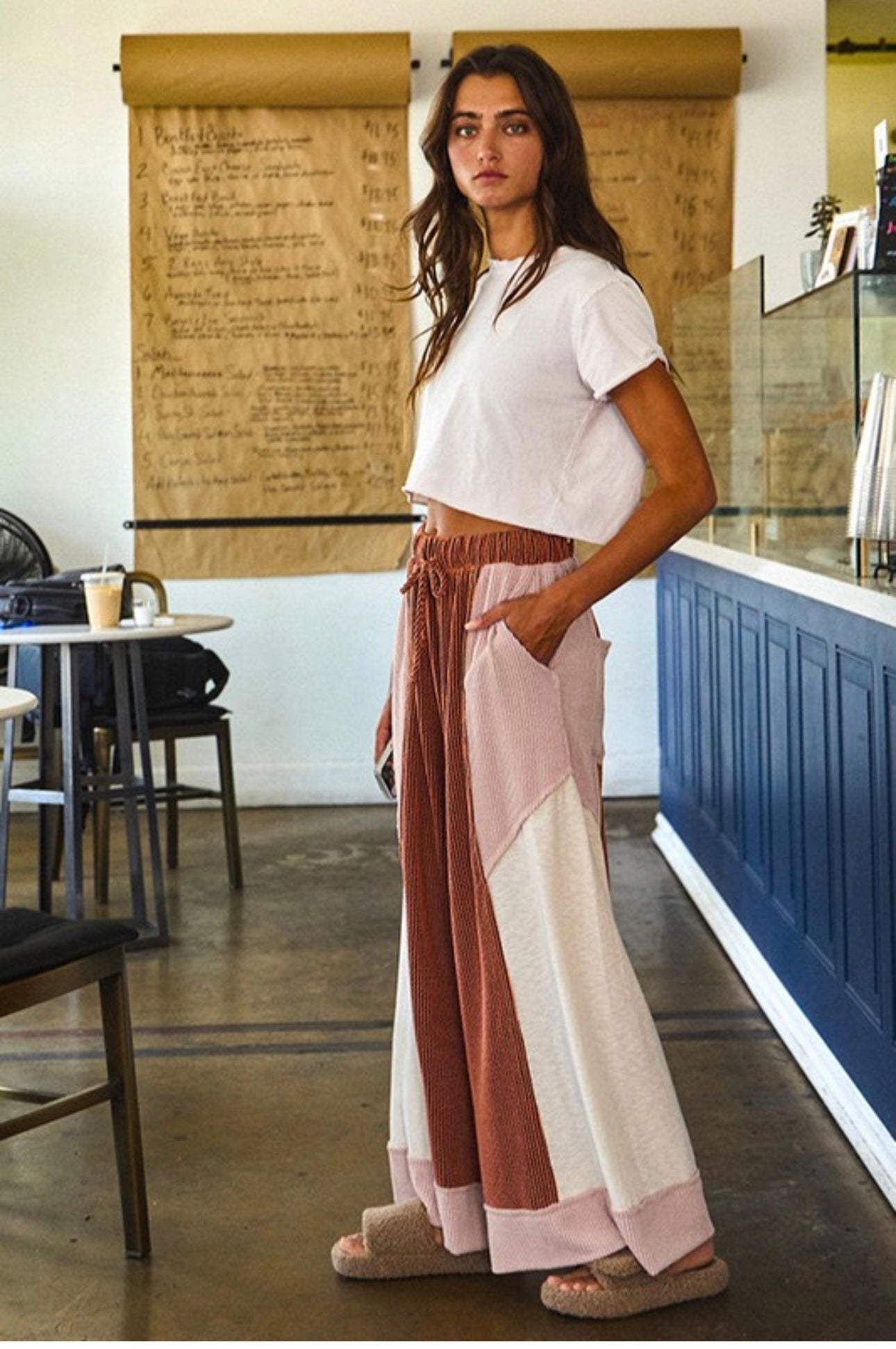 Can't Stay Long Ribbed Colorblock Pants