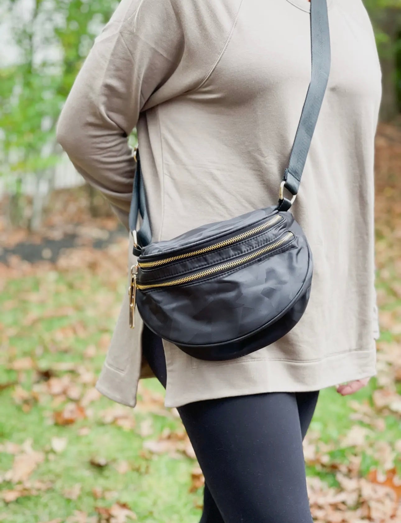 The Samantha Double Zipper Sling- Black