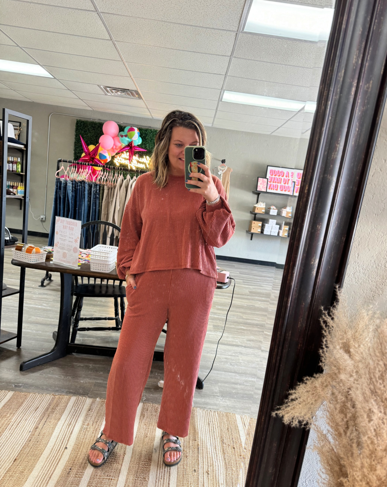 Staying Comfy Ribbed Set- Rust