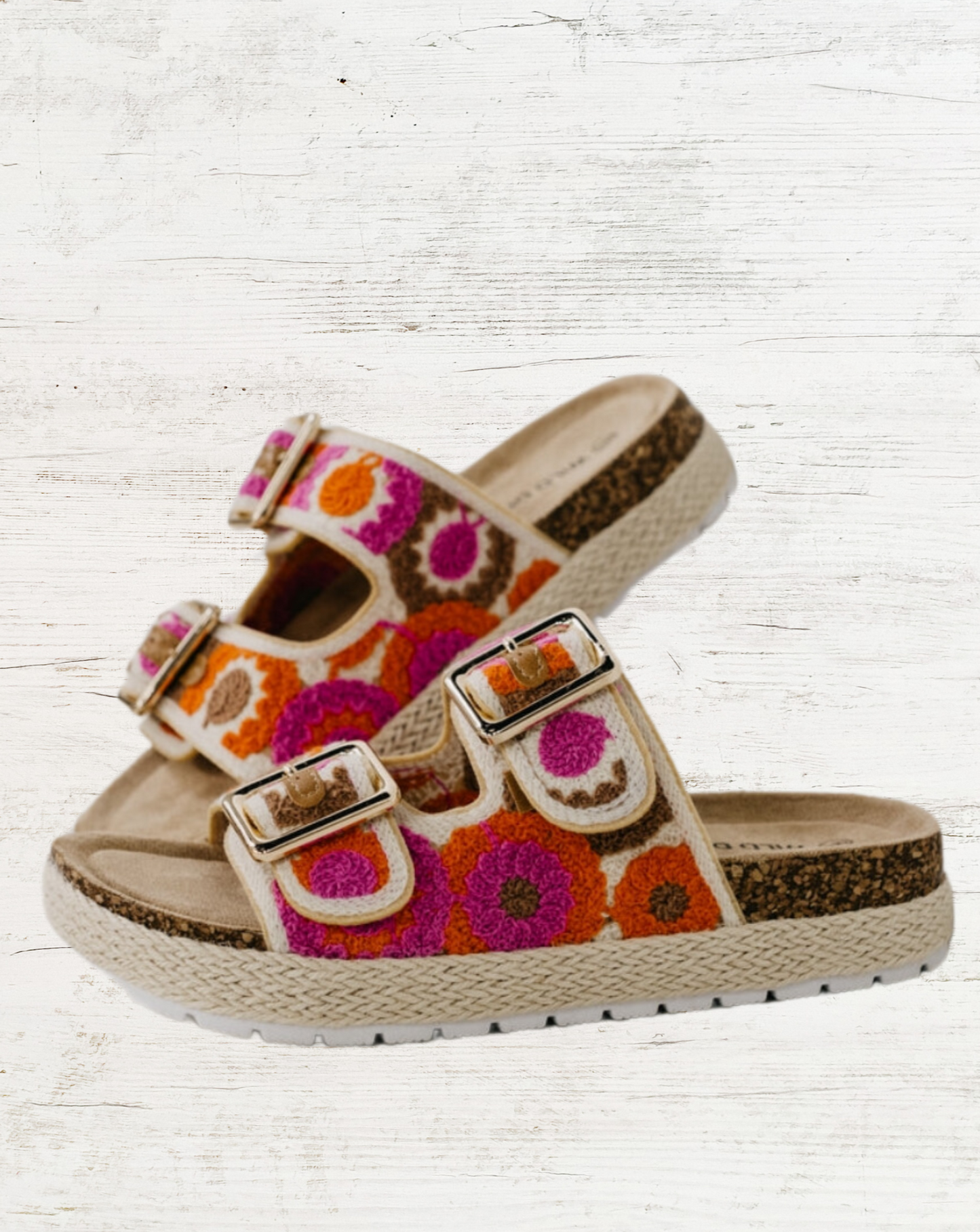 Boho Crochet Sandals- Pink/Orange