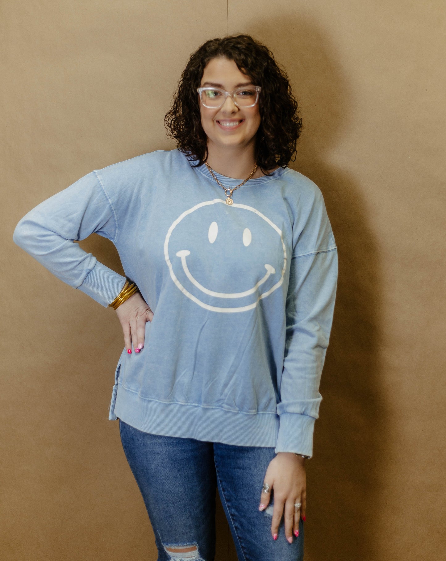 Smiles Away Pullover- Blue